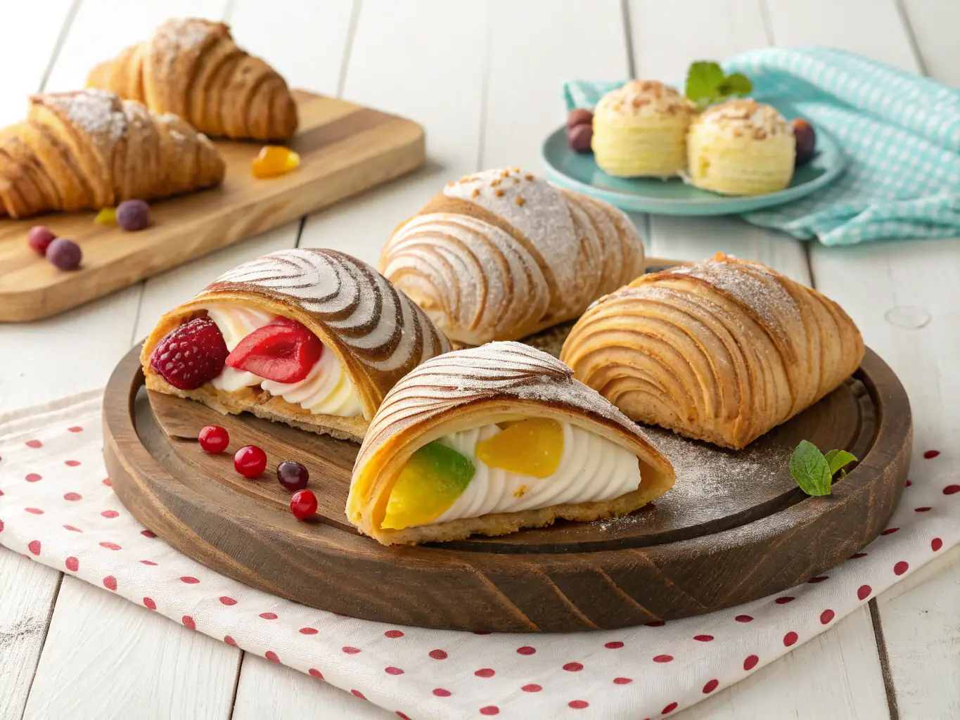 A 3D render of a plate of Pastelitos, showcasing the golden-brown, savory pastries filled with meat and vegetables, highlighting a popular appetizer at El Sabor Guanaco.